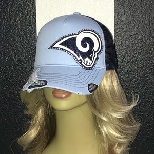 💙💛 RAMS rhinestone glitter bling trucker hat cap NWT! ✨